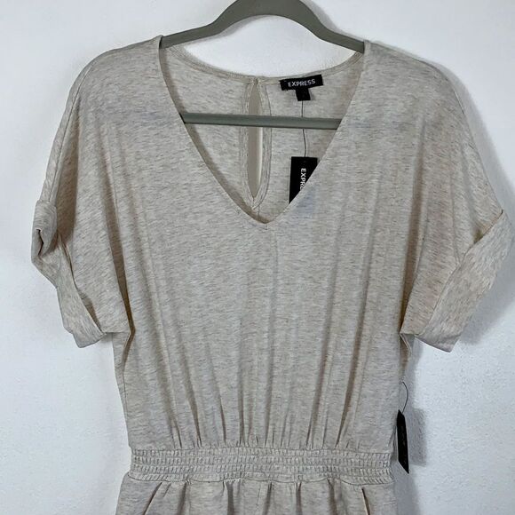 NWT Express Soft V-Neck Lounge Romper Oatmeal Heather Sz S - Picture 4 of 9